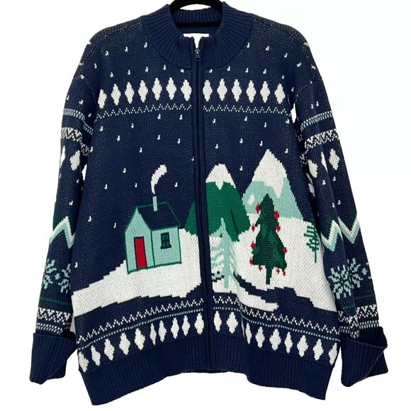 Coldwater Creek Alpine Skies Sweater Jacket size Petite XL NWT - Picture 1 of 7